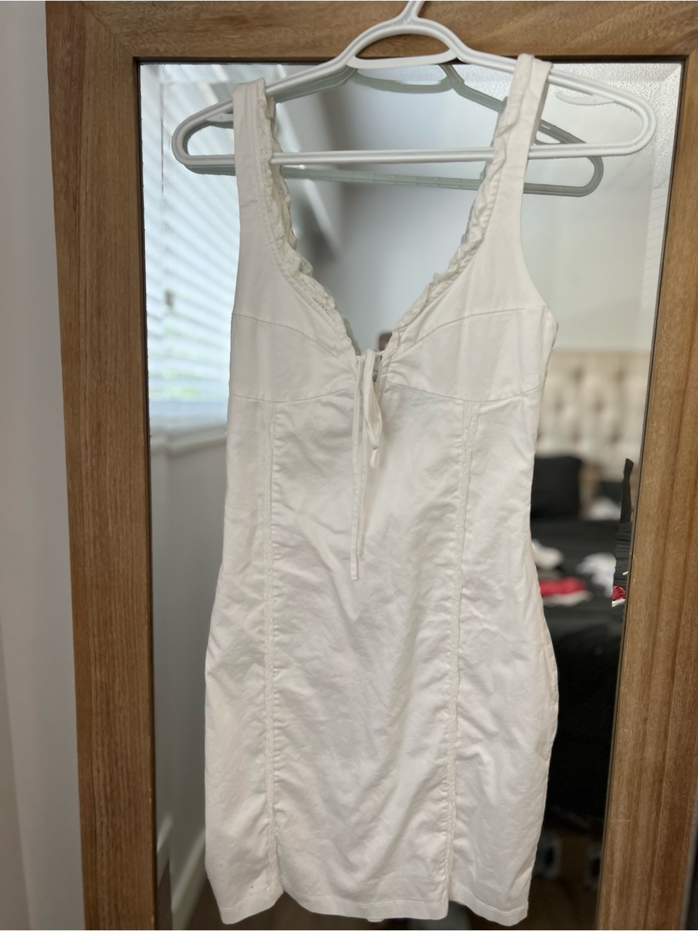Zara White Mini Dress with Lace Trim